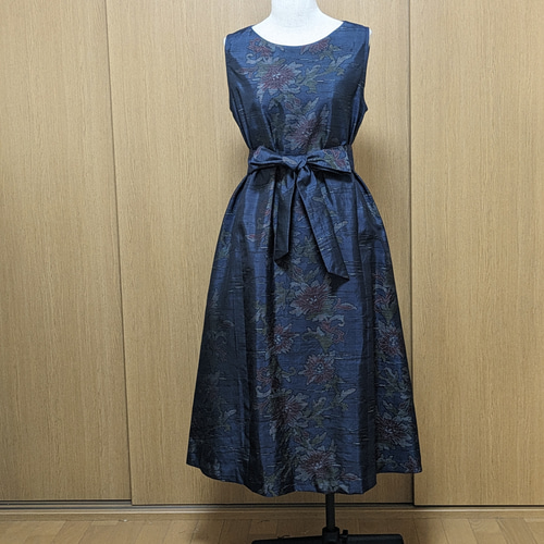 SOLD 着物リメイク ワンピース 大島紬 M〜L ワンピース さらあお