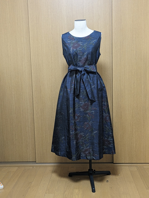 SOLD　着物リメイク　ワンピース　大島紬　M〜L 