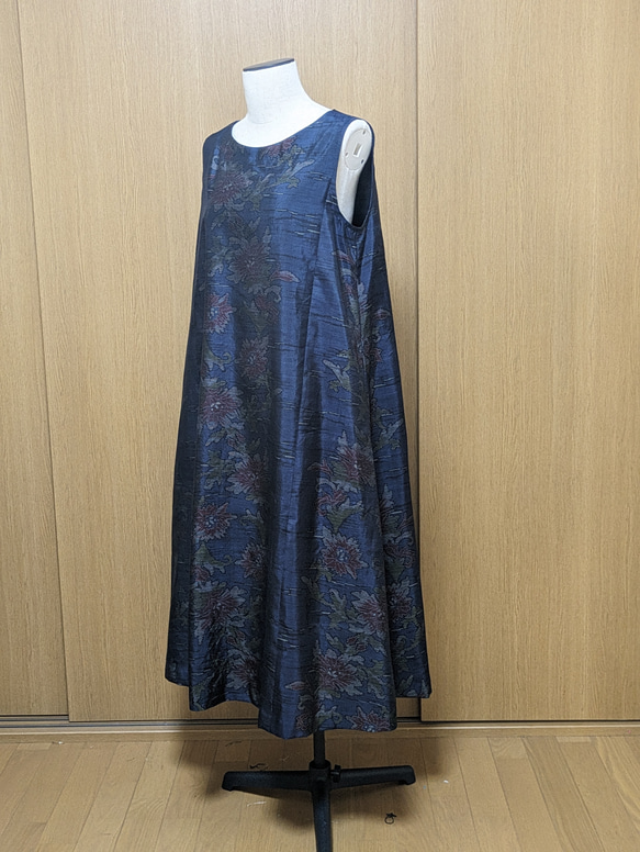 SOLD　着物リメイク　ワンピース　大島紬　M〜L 