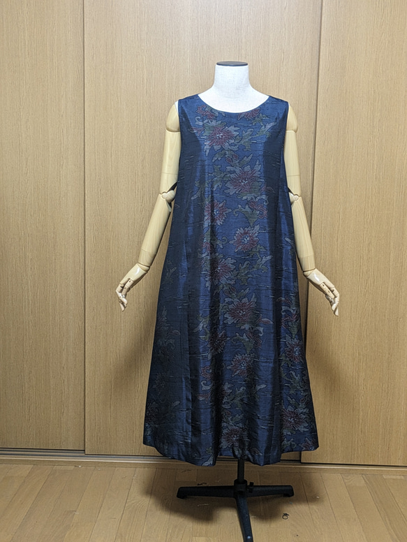 SOLD　着物リメイク　ワンピース　大島紬　M〜L 