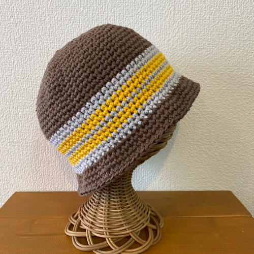 SALE＊しましまビーニー（ハンドメイド）クロシェハット