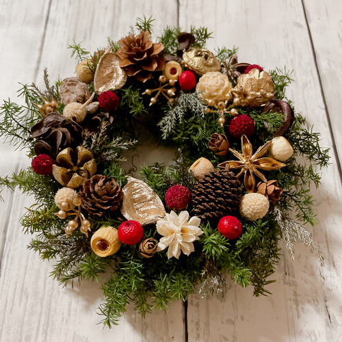 クリスマスリース 直径15cm プリザーブドフラワー MUM FLOWERS 通販