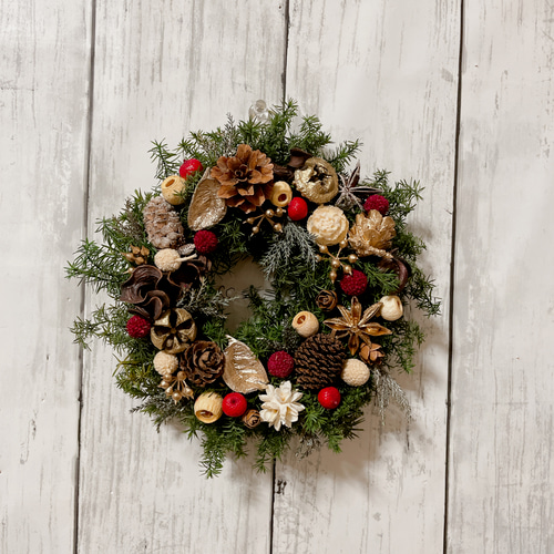 クリスマスリース 直径15cm プリザーブドフラワー MUM FLOWERS 通販