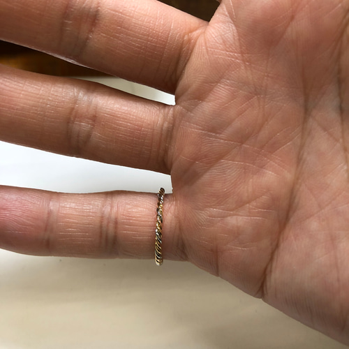 K18ゴールドとピンクゴールドとプラチナ900のスリーカラーリング 指輪  