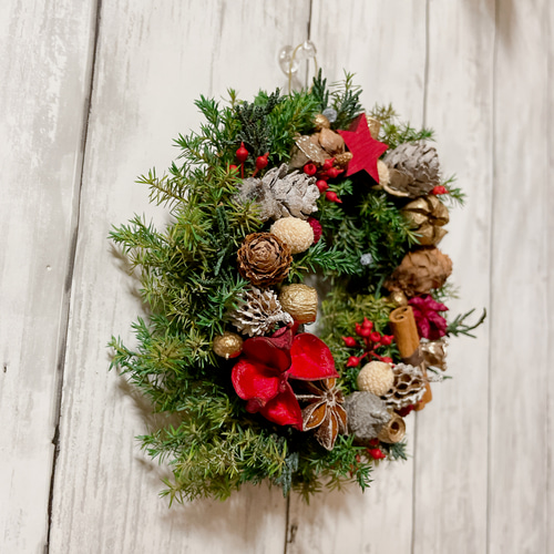 クリスマスリース 直径15cm プリザーブドフラワー MUM FLOWERS 通販