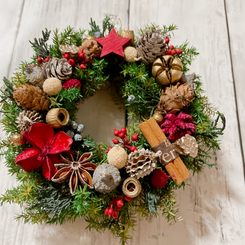 クリスマスリース 直径15cm プリザーブドフラワー MUM FLOWERS 通販
