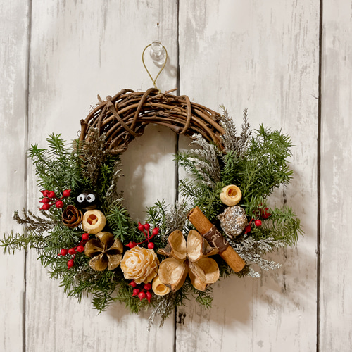 クリスマスリース/冬リース/ドライフラワーリース/ギフト/飾り/フラワーリース クリスマスリース 直径約14cm プリザーブドフラワー MUM FLOWERS 通販