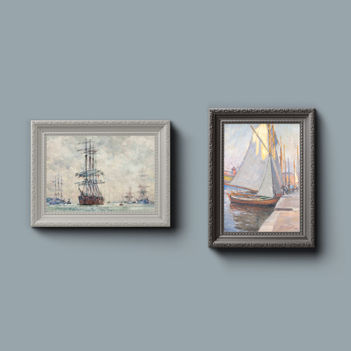 NO.595】船の絵画アートポスター☆海マリン夏インテリア風景絵画