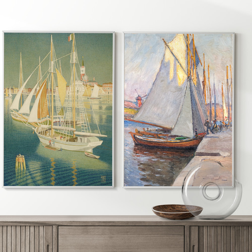 No.226フレーム付きキャンバスアート　風景画　アートポスター　海の絵画 Amazon.co.jp: 海の青い空 海の風景 アートパネル ポスター