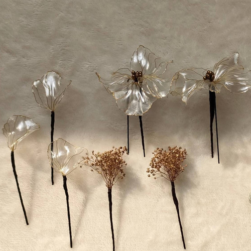 アメリカンフラワー、ディップフラワー(白薔薇とカンパニュラ