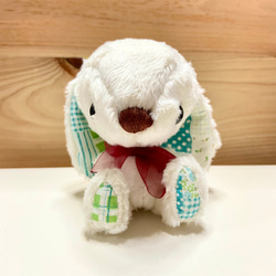 白うさぎのぬいぐるみ ロップイヤー 赤リボン ぬいぐるみ くまやくま吉