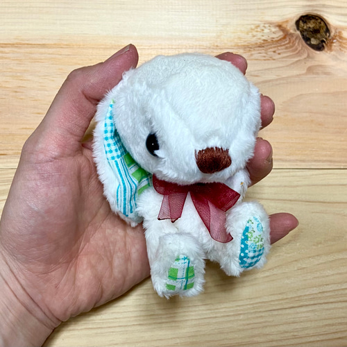 白うさぎのぬいぐるみ ロップイヤー 赤リボン ぬいぐるみ くまやくま吉