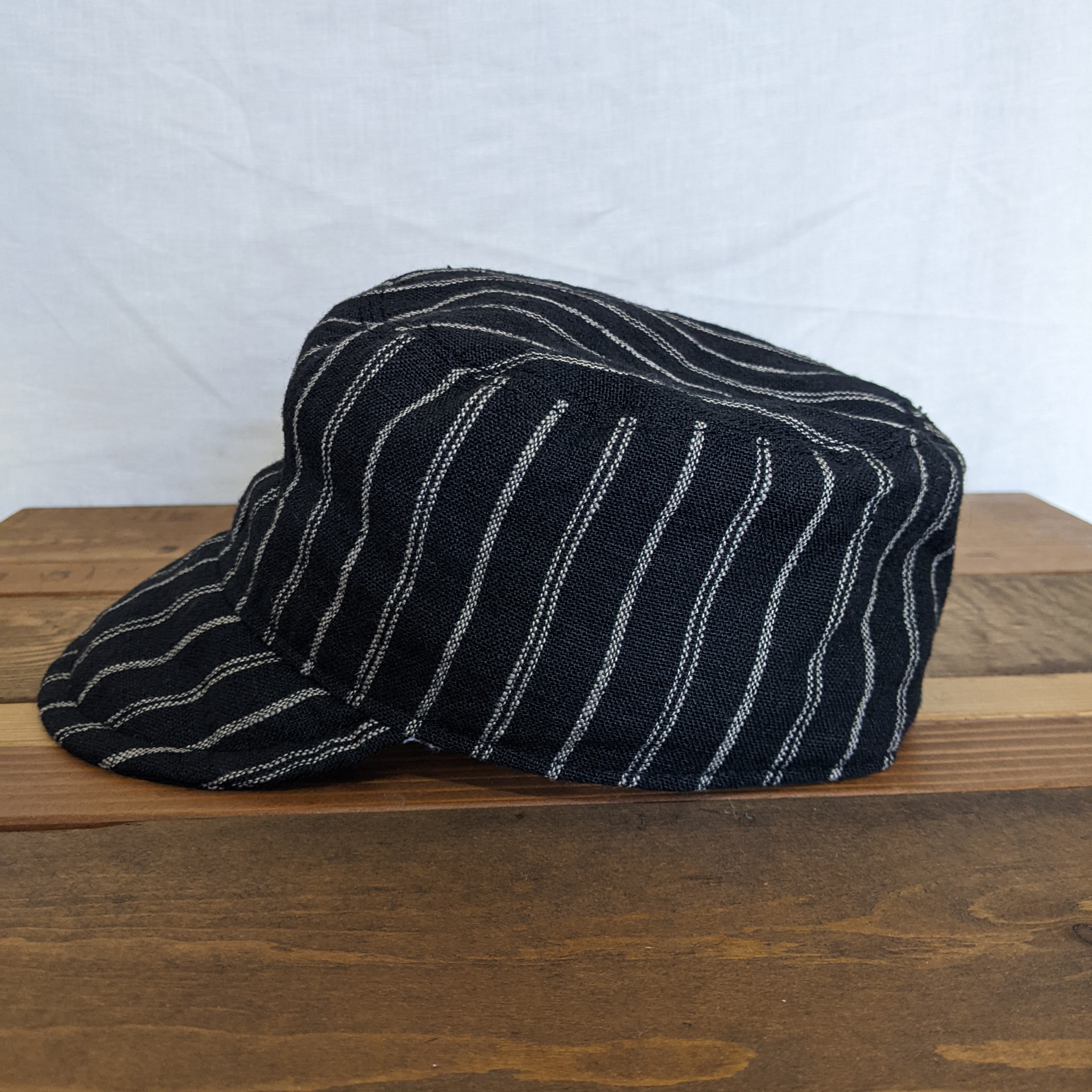 リネン ストライプ のワークキャップ（帽子）レディース、メンズ