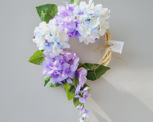 フラワーリース♡最高峰の藤の花リース♡造花リース 再販 】藤の花リース 父の日ギフト 38×40cm 造花 CT触媒加工