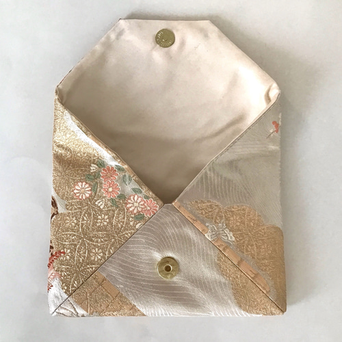 袋帯 結婚式バッグ 茶会 数寄屋袋 未使用正絹袋帯 花車 リメイク138