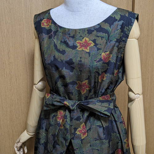 着物リメイク ワンピース 大島紬 L〜LL ワンピース さらあお 通販  