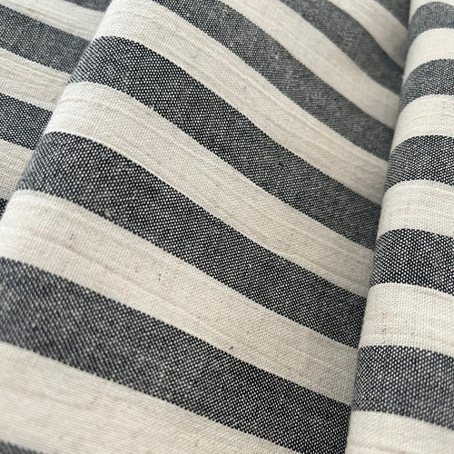 着物 単衣 一年中着られるシーズンレスきもの 縞 墨 グレー 綿麻  