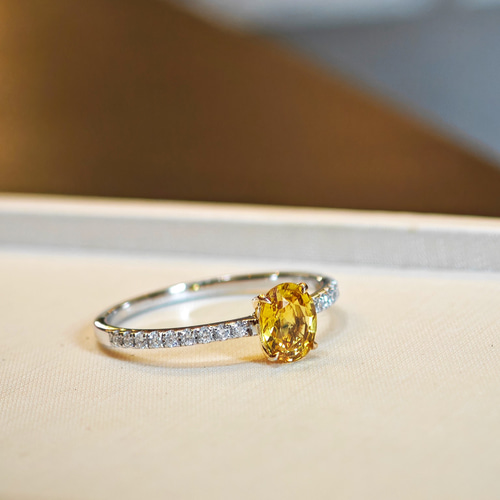 イエローサファイアリングk18 指輪・リング パール大好き(購入前に