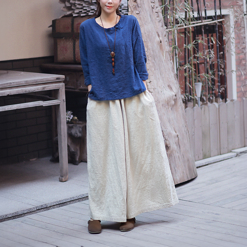 夏秋新作・レトロ風コットンリネンカジュアルパンツ・女性用座禅ヨガ阔腿パンツ