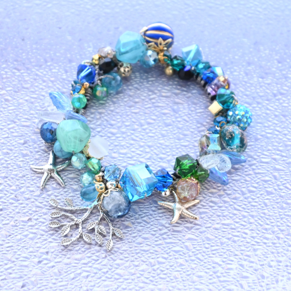 煌めく海のビジュー シュシュ＊ブレスレット