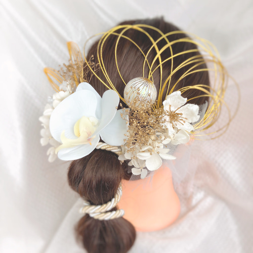 成人式 髪飾り 和装結婚式 胡蝶蘭髪飾り コチョウラン ロープ