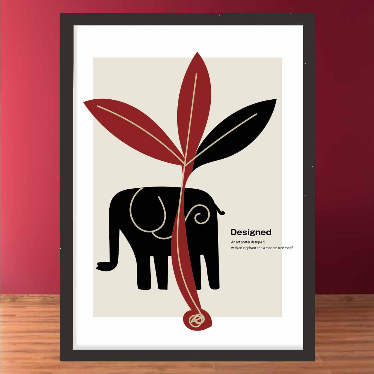 ゾウのモダン　象　イラスト　ポスター　A4 A3 A2 A1　アート  　アートポスター　sei検索　2881