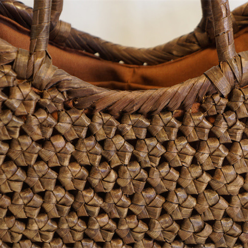 山葡萄 籠 胡桃木 くるみかごバック （六角花編み）かご バック・やま