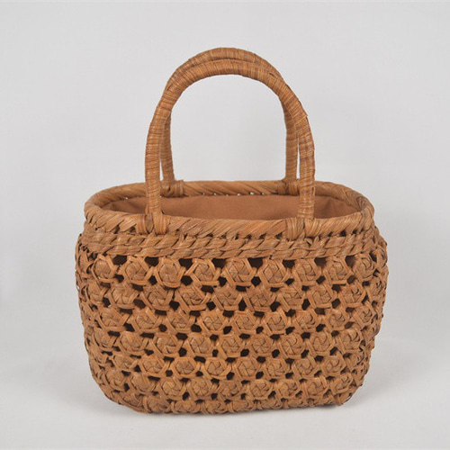 薔薇 バラ編み 山葡萄 籠 再入荷 最高 かごバッグ コンパクト 巾着  