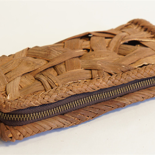 大乱れ編み 長財布 籠 カード入れ レザー ハンドメイド山葡萄 かご