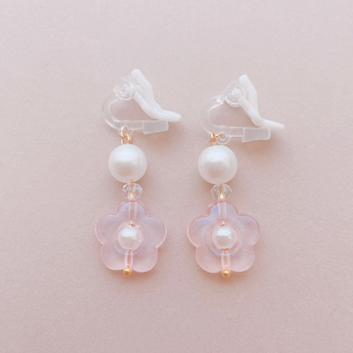 お花とパールのネックレス ブレスレット イヤリング キッズ