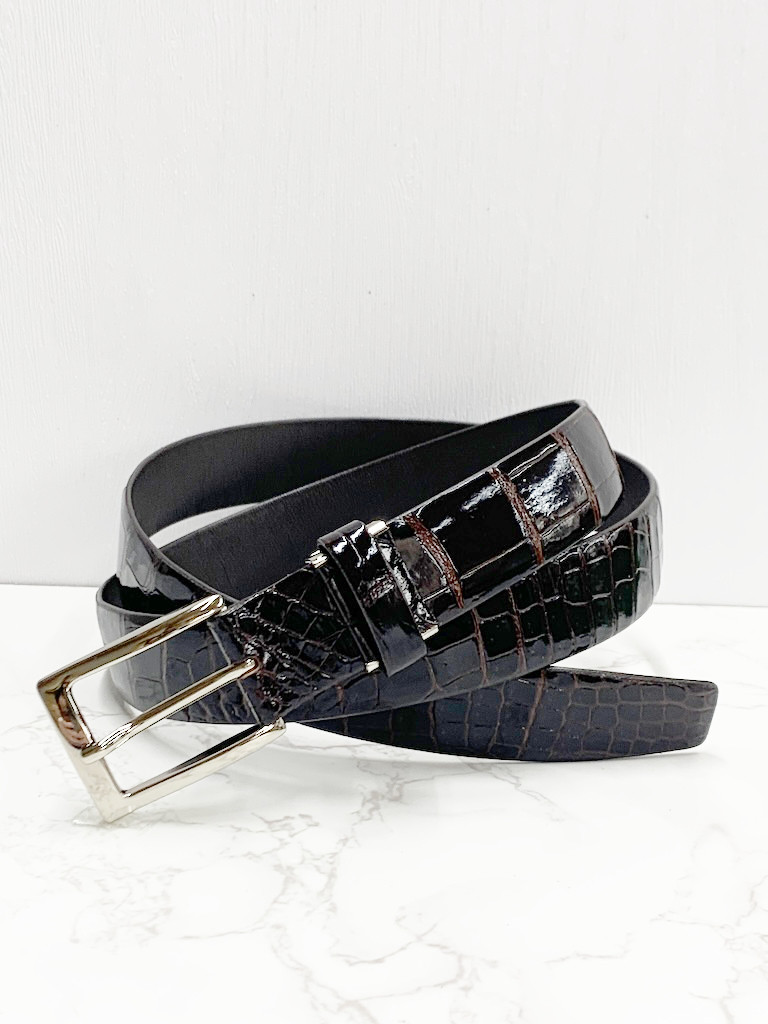 日本製　クロコダイル　３０㎜巾　上質　ベルト　フリーサイズ　エキゾチックレザー