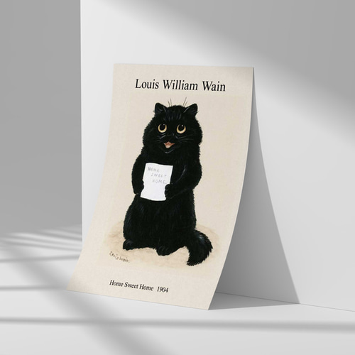 黒ねこ、アートポスター、ルイス・ウェイン、猫好きの方のインテリア