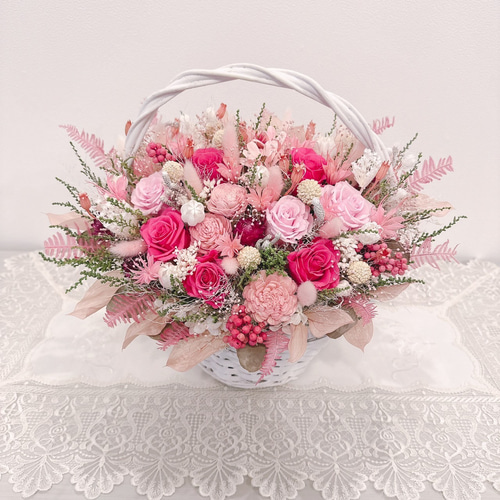 オーダー作品 ♡】 豪華 華やかなパステルピンクの花籠