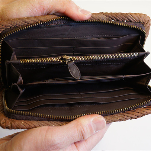 長財布 天然素材 山葡萄 バッグ 牛本革 コインケース カード入れ かご  