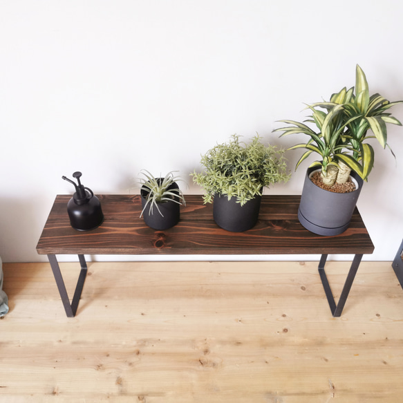 無垢材とアイアンのシェルフ H30cm /DBR W80cm  / 植物由来の天然オイル / 新生活 /完成品 2枚目の画像