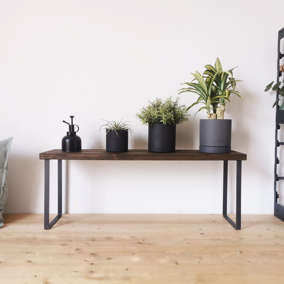 無垢材とアイアンのシェルフ H30cm /DBR W80cm  / 植物由来の天然オイル / 新生活 /完成品 1枚目の画像