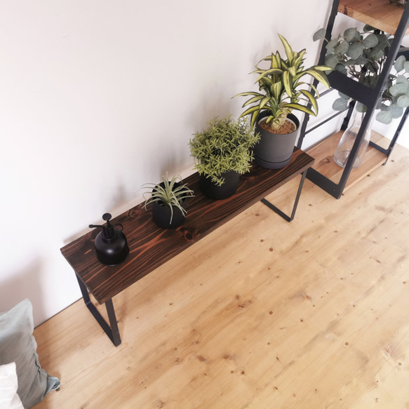 無垢材とアイアンのシェルフ H30cm /DBR W80cm  / 植物由来の天然オイル / 新生活 /完成品 4枚目の画像