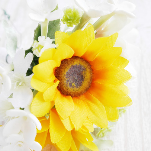 ミニひまわりのイエローとホワイトのブーケ❀アーティフィシャル