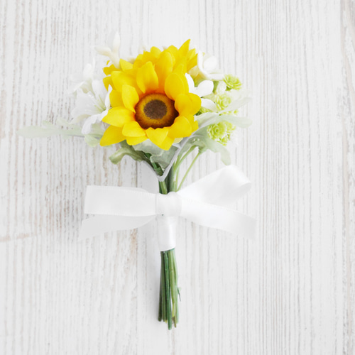 ミニひまわりのイエローとホワイトのブーケ❀アーティフィシャル