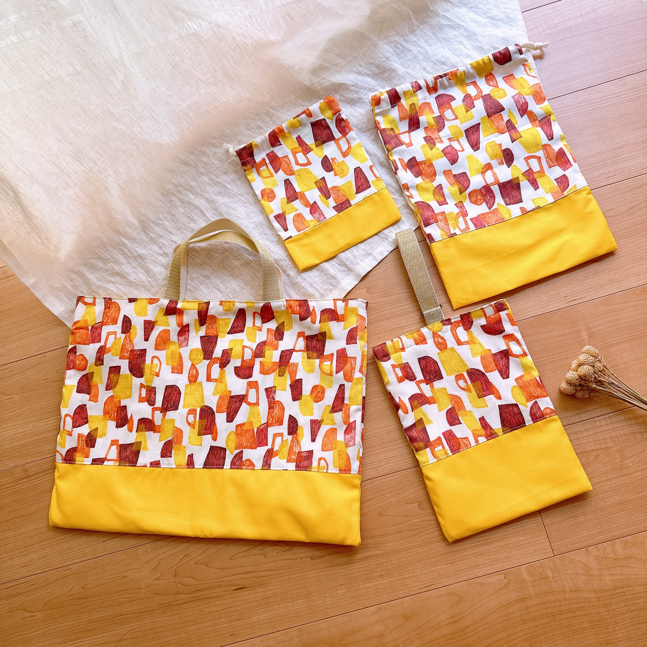 【入学・入園】4点セット♡ 手提げカバン・上履き入れ・体操服入れ・給食袋　〜森のパン屋さん〜