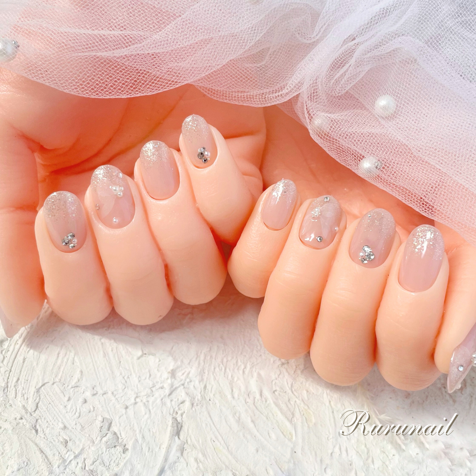 ネイルチップ つけづめ 人気 貼るだけつけ爪 結婚式 かわいい リボン ピンク ネイルチップ/ピンク/リボン/大人かわいい/ブライダル/068