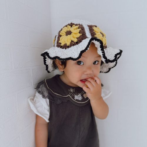 Niche. ひまわりモチーフ バケットハット ひまわり バケットハット グラニーハット ベビーキッズ 帽子 帽子
