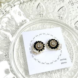 ハンドメイド　ボタン　レトロ　イヤリング　ピアス　ヴィンテージ　ビジュー　春　黒 ハンドメイド ボタン レトロ イヤリング ピアス ヴィンテージ ビジュー