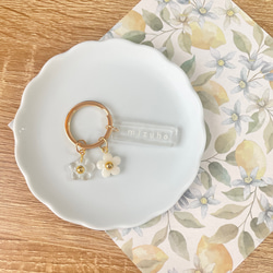 【名入れ】クリア ネームキーホルダー【ダブルフラワー】ネームタグ ネームプレート 席札 出産祝い 名前入り 推し活 10枚目の画像