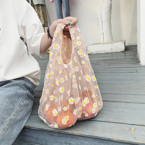 今なら50％off 3色オーガンジーimportプリントエコバッグ