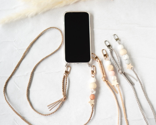 淡色カラー星のスマホショルダーストラップ “stella-ステラ