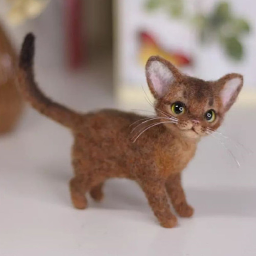 リアルなペットの羊毛フェルト猫 羊毛フェルト刺繍手作り作品 リアルなペットの羊毛フェルト猫 羊毛フェルト刺繍手作り作品