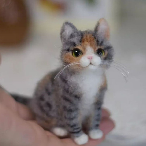 羊毛フェルト 猫 黒猫 ねこ ネコ 猫フィギュア | iichi 日々の