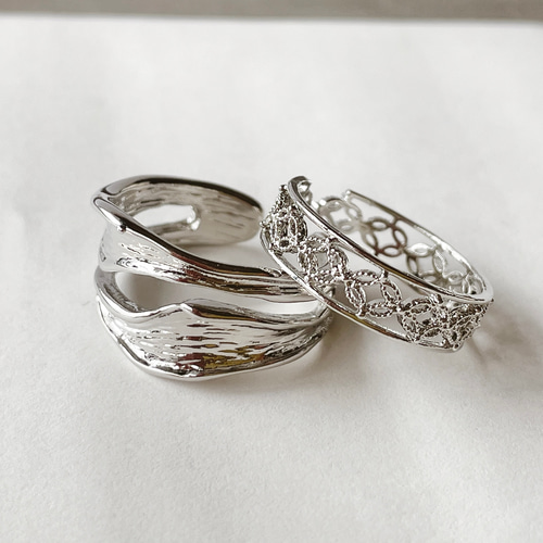 重ね付けリング2本セット シルバー デイリー使いに◎ フリーサイズ