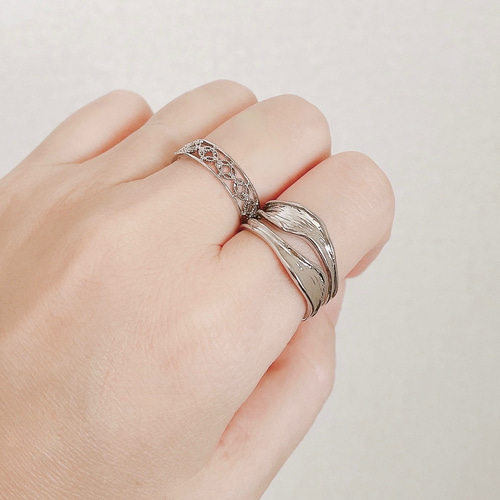 重ね付けリング2本セット シルバー デイリー使いに◎ フリーサイズ